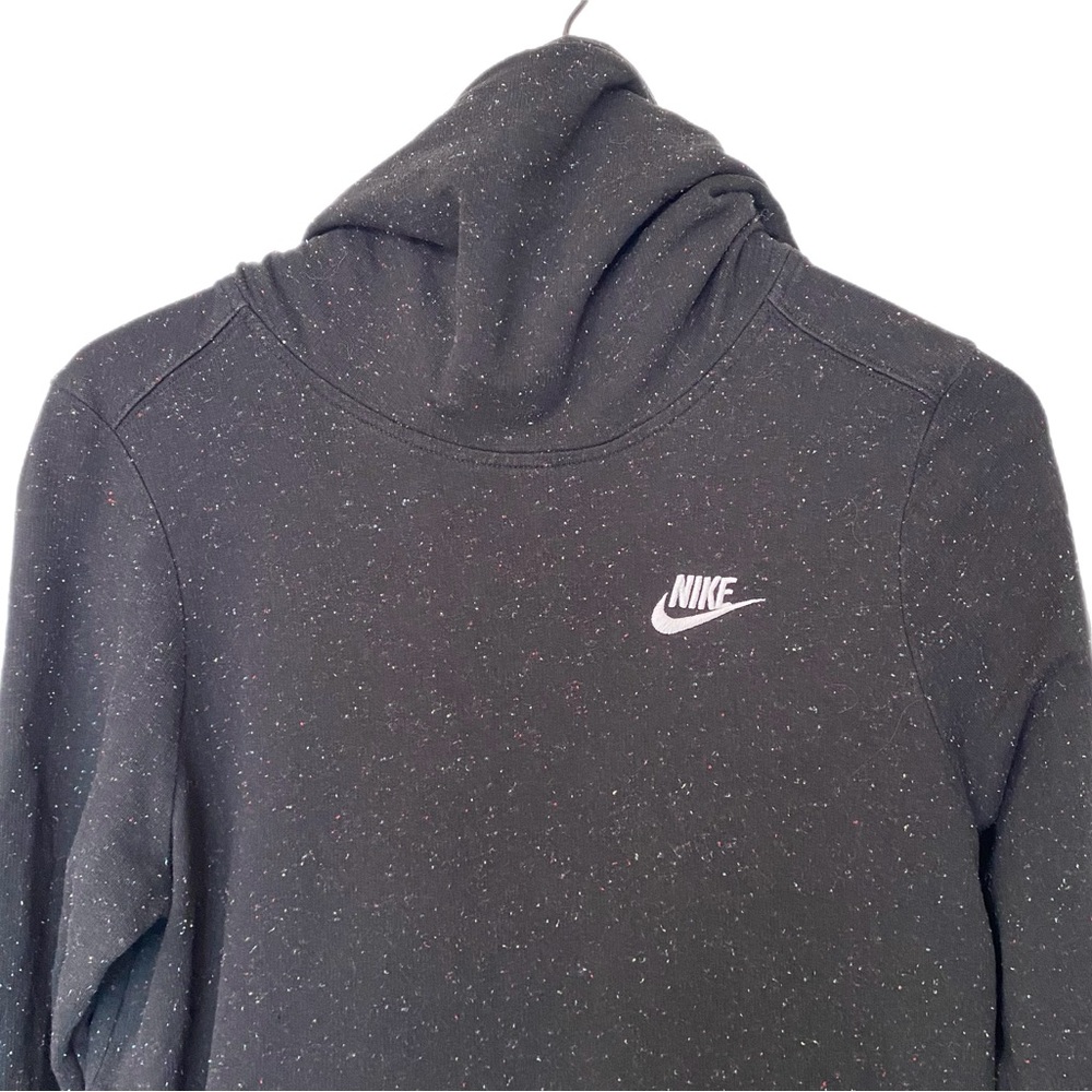 Nike Funnel Neck Hooded Speckle Confetti Pullover Hoodie Black Sweater Women’s M